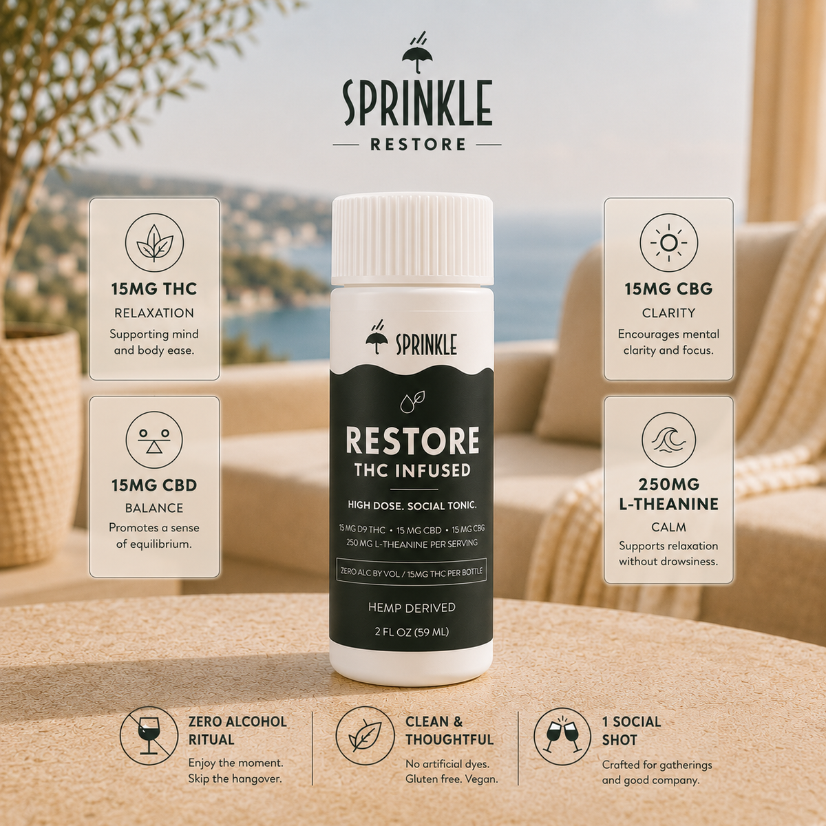 Sprinkle Restore 15mg THC Social Tonic Shots