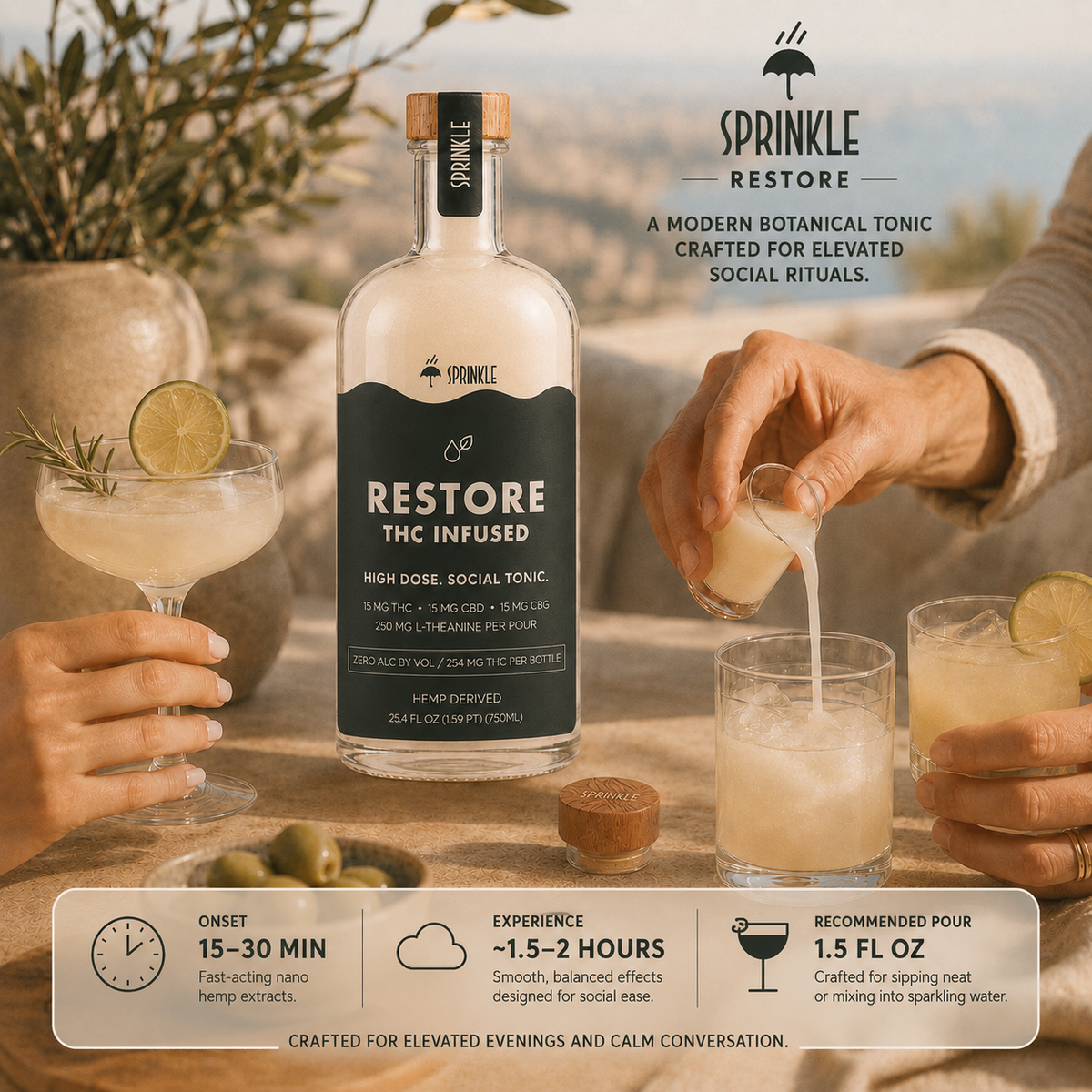 Sprinkle Restore 15mg THC Social Tonic | 750mL Bottle